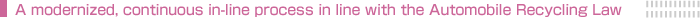 A modernized, continuous in-line process in line with the Automobile Recycling Law